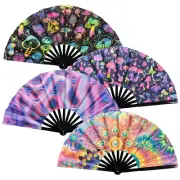 Rave Folding Fan Kit Sturdy Beautiful Clack Folding Hand Fan Set for·Music·Party