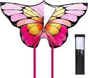 51.2" x 27.6" Butterfly Kite with Long Tail & 328 Ft Kite String Handle, Easy to Fly Beach Kite for Adults, Beginner Kite for Outdoor Activities Family Trip