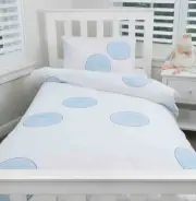 BLUE DOTS SINGLE DOONA COVER w PILLOWCASE KIDS QUILT SET BOYS BED LINEN SHEET
