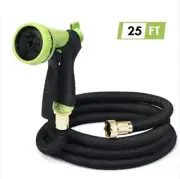 25 FT Expanding Garden Hose Flexible Water Hose W/9 Function Spray Nozzle