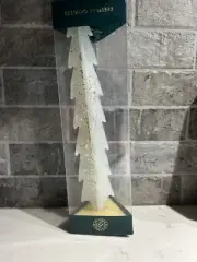 Beeswax 12" Taper Glitter Frosted Tree Candles Set Of 2 In Boxes