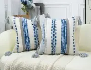 Chenille Farmhouse Throw Pillow Covers 16 x 16 16" x 16" (Pack of 2) Sky Blue