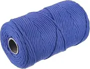 sourcing map Cotton Rope Twisted Braided Twisted Single Strand Cord, Bright Blue 200M/219 Yard 4mm Dia for Wall Hanging, Plant Hanger, Knitting, Macrame Knotting