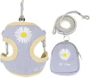 PETCARE Pet Dog Cat Harness/ Leash Set with Bags Soft Mesh Cute Blue Daisy NEW
