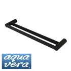 Pearl Double Towel Rail - 620mm Wide - Stainless Steel - Matte Black Finish