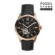 【FOSSIL 官方旗艦館】Townsman auto 城市雅痞黑色真皮自動指針手錶 44mm ME3170