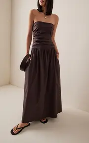 [St. Agni] Tie-Back Drop-Waist Cotton-Nylon Maxi Dress
