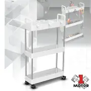 4.9x 15x 25 in White 3 Levels Storage Shelves Slim Lockable Roll Cart Workshop