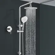 ACA WELS Round 8'' Ultrathin Rainfall Shower Head 3-MODE Handheld Set Gooseneck Arm Wall Rail Diverter Mixer Tap Chrome