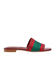 Gucci Web Detailed Slide Sandals 36,37,38,39,40,36.5,35.5 green and red