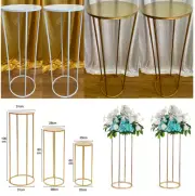 Round White Gold Wedding Flower Cake Stand Column Centerpiece Plinth Pick up