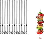 (24pcs) Grilled Skewer,Metal Skewers for Grilling,Kabob Skewers,Flat BBQ Barbecue Skewer,Grilling Skewers Set,Reusable BBQ 14" skewers