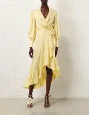 ZIMMERMANN Silk Wrap Butter Midi Dress SZOP RRP $650 - With Tags