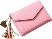 [LIFKOME] Elegant Tassel-Decorated Wallet Fashionable Clutch Purse for Women Compact Stylish Pink Purse