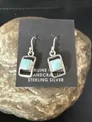Womens Blue Larimar Navajo Sterling Beads Dangle Earrings 14928