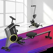 Everfit Magnetic Resistance Rowing Machine, Foldable Rower Home Gym Fitness Equipment Cardio Workout Exercise, 12 Levels 200KG Weight Capacity Removable Wheels LCD Display 2.5kg Flywheel
