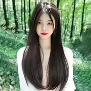 Wig Female Long Hair High Layer Black Brown Middle Parted Bangs European And American Long Curly Hair