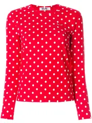 [COMME des GARCONS PLAY] Red Emblem Polka Dots Tee