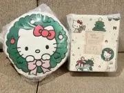 Pottery Barn Teen Hello Kitty Christmas Flannel Sheet Set, Full, & Wreath Pillow