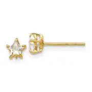 Madi K Kid's Earrings 14k Yellow Gold Cubic Zirconia 4mm Star Post