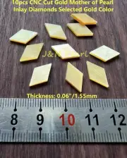 10pcs Gold Mother of Pearl Selected Gold Color Inlay Diamonds 14x8mm CNC Cut