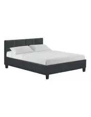[Artiss] Tino Wooden Fabric Double Bed Frame in Charcoal