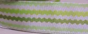 5 yds. GREEN WAVY STRIPE WIRE EDGE RIBBON 1 1/2" Wide