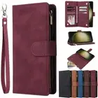 For Samsung S25 S24 S23 S22 S21 S20+ Ultra Zipper Case Wallet Leather Flip Cover
