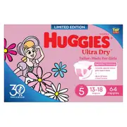 Huggies Nappies Walker Girl 13-18kg Jumbo 64 Pack