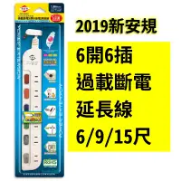 在飛比找蝦皮購物優惠-含稅【晨風社】最新安規 台灣製 威電 6開6插 6座6切 2