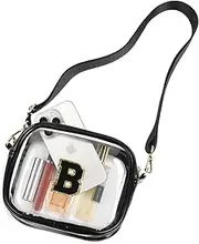 Small Clear Bag Stadium Approved Clear Crossbody Bag with Initial Letter Patch for Teen Girl Sport Games Concerts