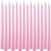 Set of 14 Pink Unscented Dripless Taper Candles- Clean Burning 10 inch,