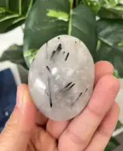 Tourmalinated Quartz palm Stone (L) PS001 x 1