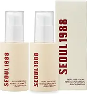 2Pcs Retinal Serum, 2% Retinal Liposome + Black Ginseng Extract with Bakuchiol, Vitamin C & 3 Peptides for Anti-Aging & Wrinkle Care | Korean Skincare | SEOUL 1988, 30ml