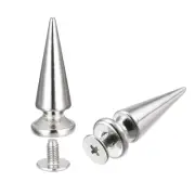 10x26mm Screw Back Rivets, 10 Sets Solid Leather Studs for DIY Silver Tone