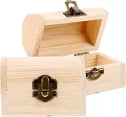 GAXIRE 2Pcs Small Wooden Treasure Chest Storage Boxes Decorative Organizer with Buckle for Safe Item Storage Packaging for Trinkets and Candy