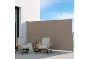Instahut Side Awning Sun Shade Outdoor Blinds Retractable Screen 1.8X3M Brown