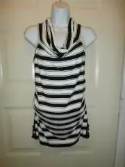 NEW NWT WHITE HOUSE BLACK MARKET TOP LARGE BLACK WHITE CHAINS SPANDEX