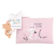 Stephen Joseph Baby Age Girl 0+ Pink Bunny Silicone Teether And Pouch
