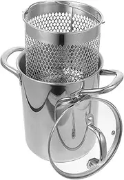 Stainless Steel Deep Fryer Pot with Lid and Basket Tempura Small Deep Frying Pot Japanese Tempura Fryer with Oil Drip Drainer Rack and Glass Lid for French Fries Chicken 4000ml/36qt