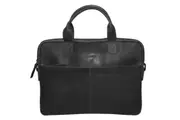 Futura Mens Slimline Leather Laptop Bag School Work Satchel Shoulder Strap - Black