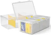 Plastic Trading Card Storage Box with Dividers, 400 Count Baseball Card Storage Box, Sports Cards Organizer - 2 PACK