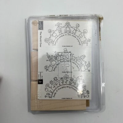 Stampin Up stamps vintage Wooden rubber 2006 Friendship Snowmen Kids Flowers