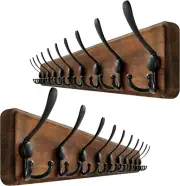 Wall Mounted Wooden Coat Rack, 98 Cm Long, 10 Triple Hooks, Wall Hook, Solid Woo