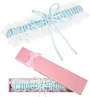 [luckaide] Garter Blue Wedding, Bridal Gift, Garter Belt, Garters, Blue Garter Wedding Women's White Lace Garter Garters (Blue - White)