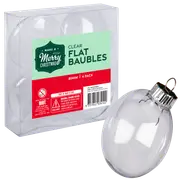 Make A Merry Christmas Clear Plastic Flat Baubles 80mm 4 Pack