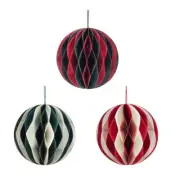 Set of 6 Festival Honeycomb Paper Ornament for Christmas Tree Home Decoration