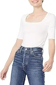 [Amazon Essentials] Women's Slim-Fit Half Sleeve Square Neck T-Shirt