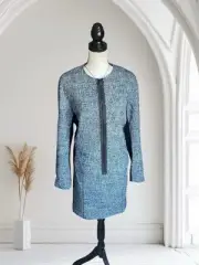 Elie Tahari Womens Blue White Tweed Blazer Jacket & Skirt Suit Sz 14 XL NWT NEW