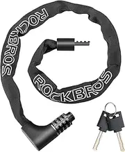 ROCKBROS Bike Lock Chain Bicycle Lock 3.2FT Security Anti-Theft Bike Chain Lock Resettable Combination Bicycle Chain Lock Bike Locks for Bike, Motorcycle, Bicycle, Door, Gate, Fence, Grill with 2 Keys